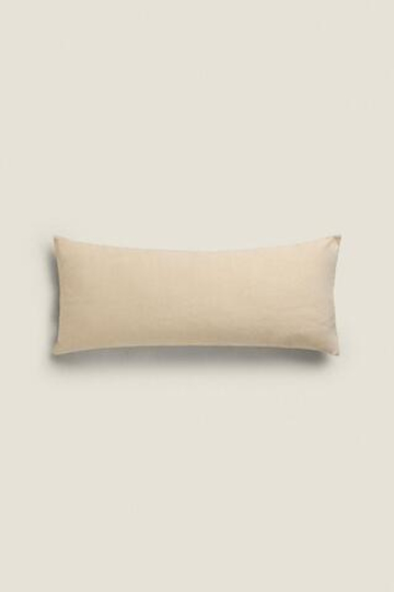 ZARA HOME ОДНОТОННЫЙ ЧЕХОЛ НА ПОДУШКУ С КОНТРАСТНЫМИ КРАЯМИ, КРЕМОВЫЙ