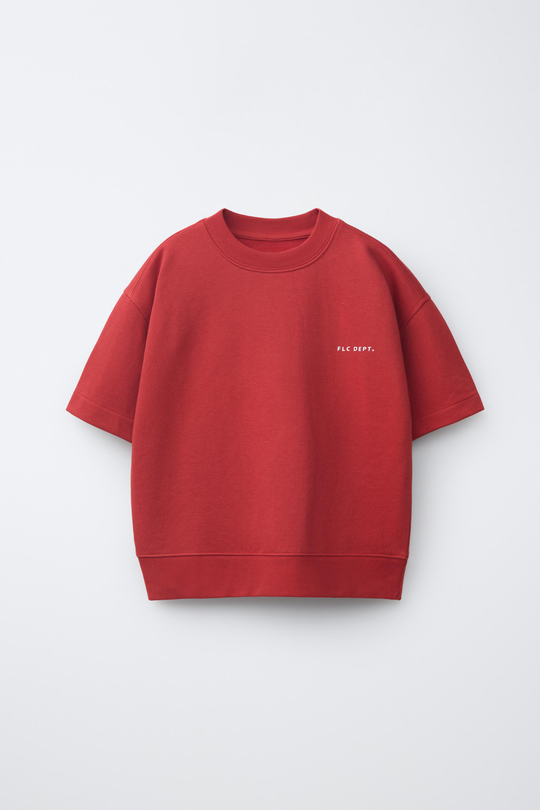 ZARA ТОЛСТОВКА С КОРОТКИМИ РУКАВАМИ И НАДПИСЬЮ, КРАСНЫЙ