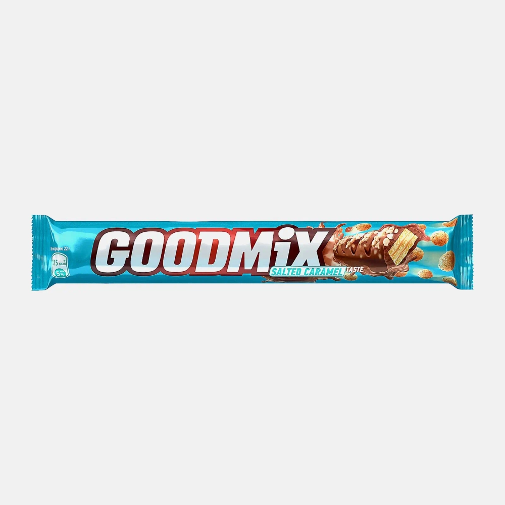 Шоколадный батончик хрустящие вафли с солёной карамелью Goodmix 44г
