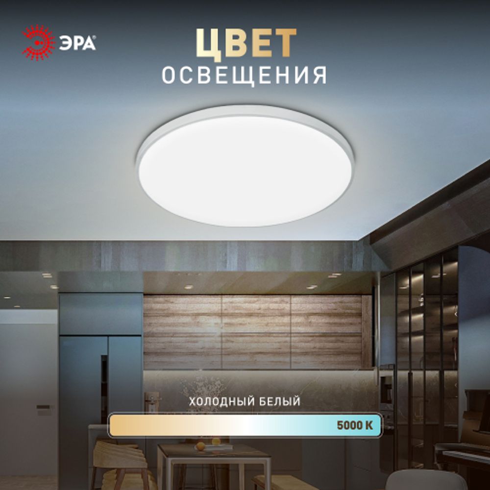 Светильник потолочный светодиодный ЭРА Классик без ДУ SPB-6 Slim Base WH 24W-5K 5000K | Светильники SPB-6 без ДУ