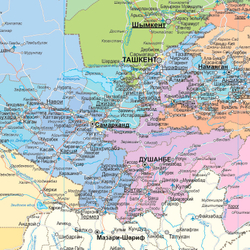 Средняя Азия большая настенная карта рус.яз (150 х 210 см) 2024 год
