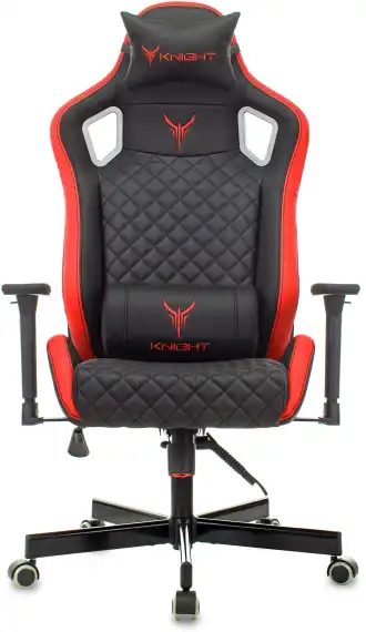 Кресло игровое Knight Outrider черный/красный ромбик экокожа с подголов. крестов. металл