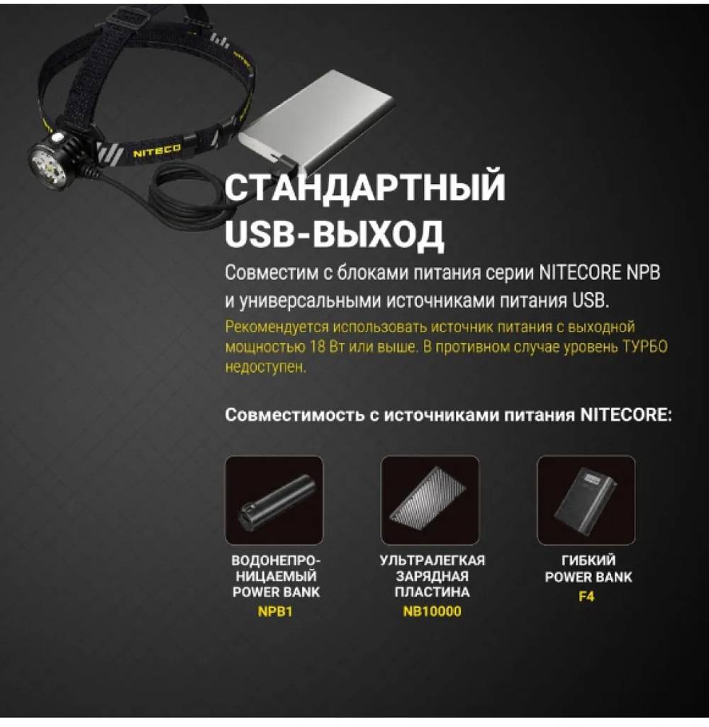 Фонарь налобный Nitecore HU60 1600 люмен с пультом дистанционного управления