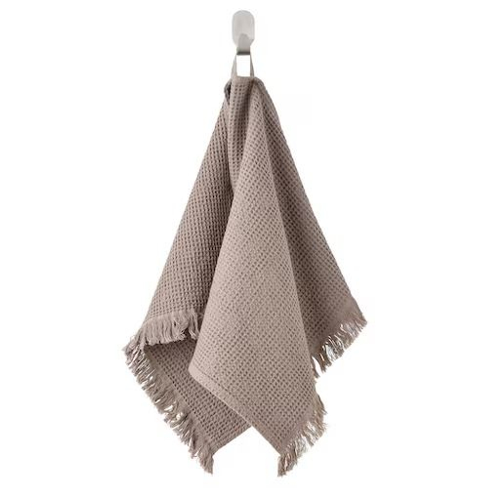 IKEA Полотенце с петлей для рук с бахромой VALLASAN, 40x70 см светло-серый/коричневый (Из Финляндии)