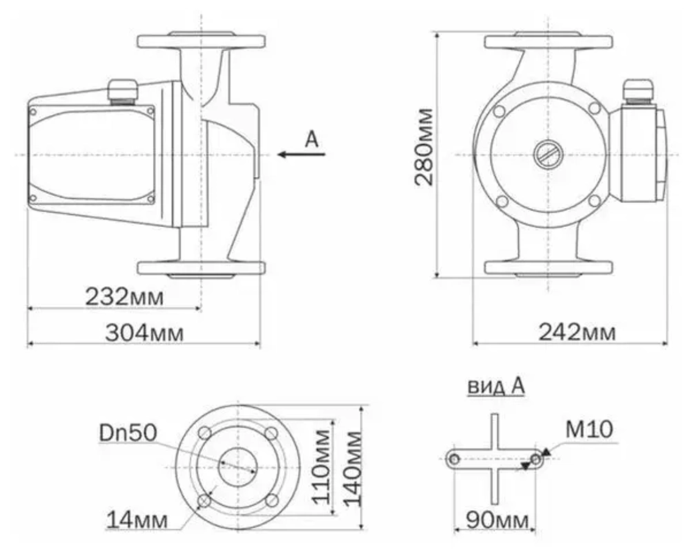 Циркуляционный насос Aquario AC 14-14-50F (1300 Вт) 380в