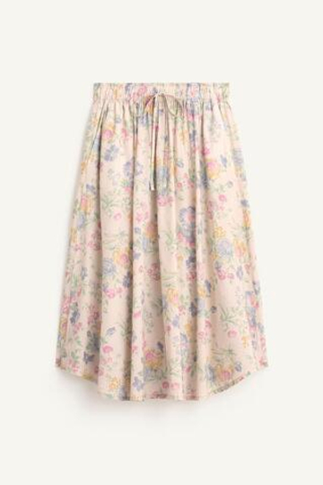 ZARA ЮБКА МИДИ ИЗ 100% ХЛОПКА С ПРИНТОМ, ЭКРЮ