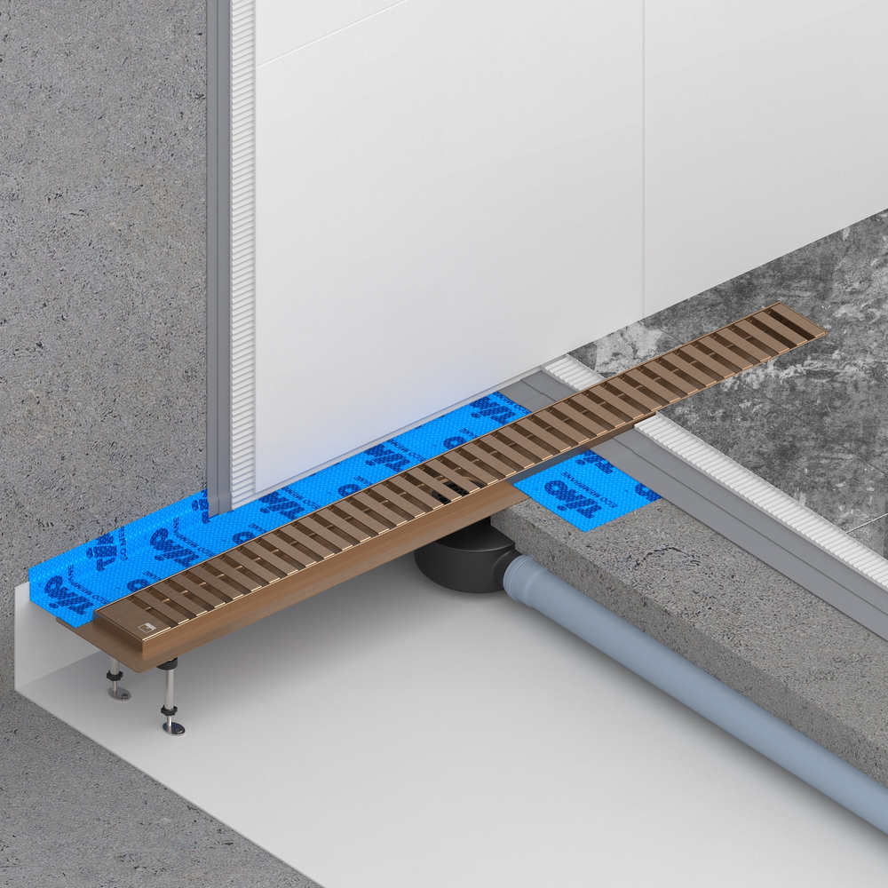 Душевой лоток Drain System 800 DS230108/19 Розовое золото, с вставкой «Lines»