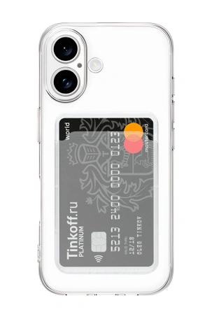 Чехол накладка iPhone 16 6.1" Gurdini силикон с отделением для карты прозрачный