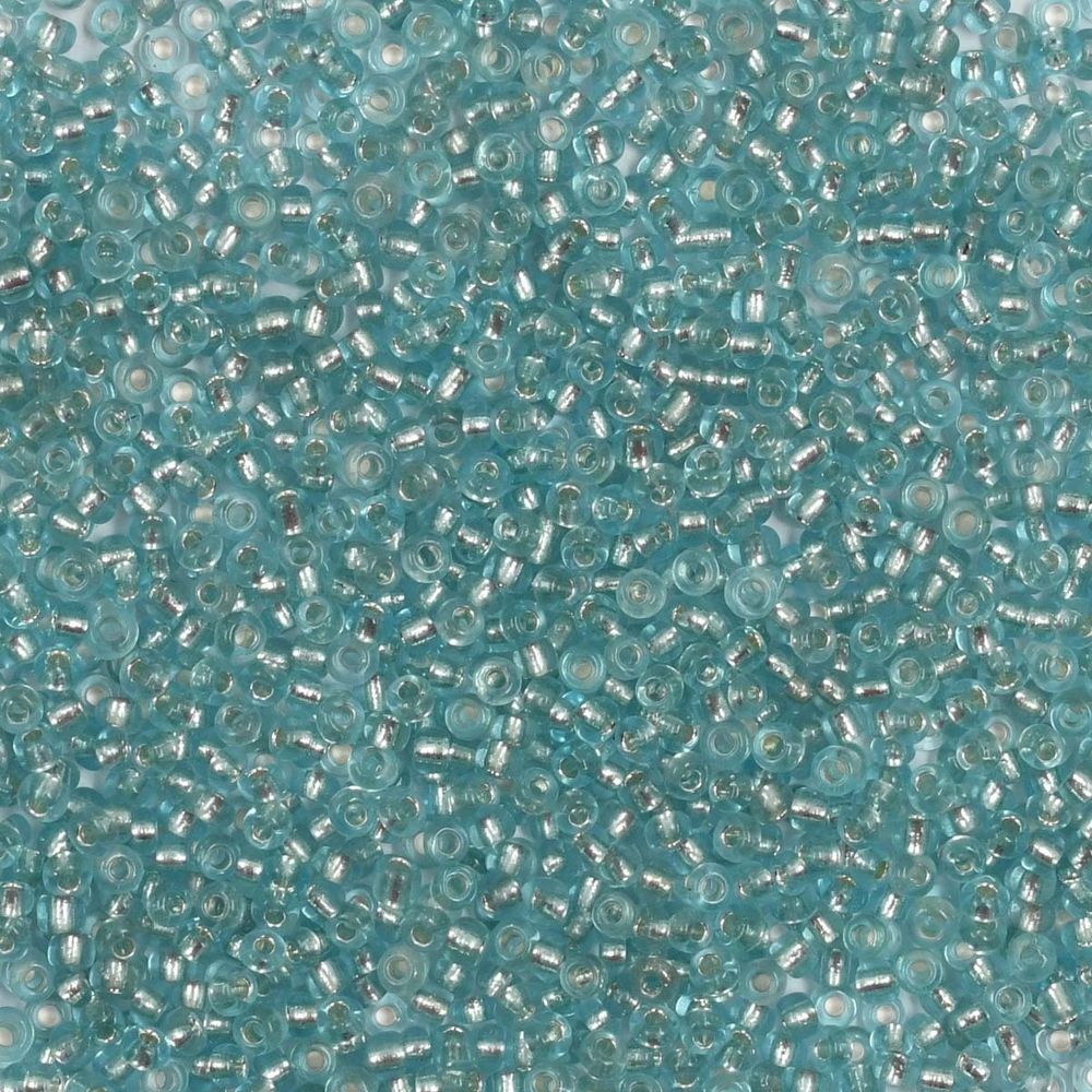 Бисер Astra&amp;Craft 11/0 (2.1 мм), 200 г (10х20 г), цв. 47А голубой/прозрачный с серебрист. центром ( кругл. отв)