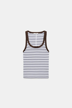 ZARA ТОП В РУБЧИК БЕЗ РУКАВОВ, ПОЛОСКИ