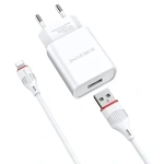 Зарядное устройство Borofone BA20A 2.1A USB + кабель Lightning Black
