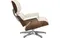 Кресло с оттоманкой Eames Lounge, Premium U.S. version, кремовая кожа, орех