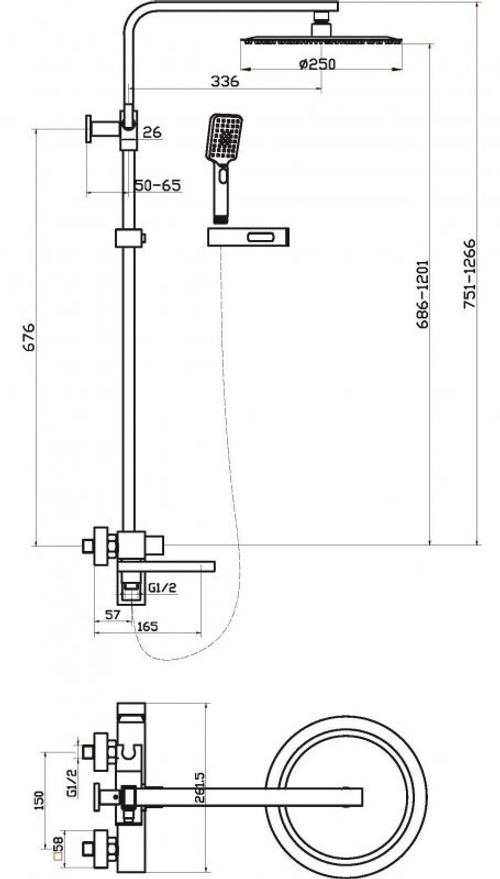 Душевая стойка BelBagno LUCE LUC-VSCM-CRM