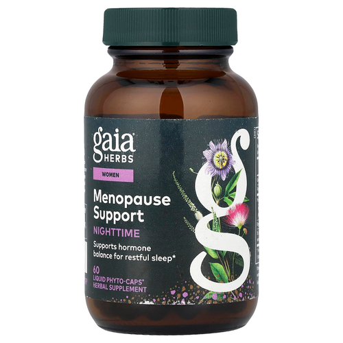 Gaia Herbs, для женщин, добавка для поддержки в период менопаузы, для приема перед сном, 60 жидких капсул Phyto-Caps®