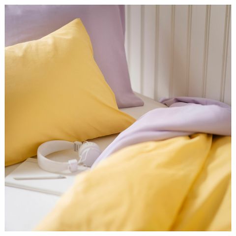 Комплект постельного белья IKEA NATTSVARMARE (НАТТСВАРМАРЕ), Односпальный, Желтый, 150x200, 50x80 см