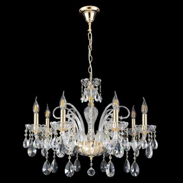 Хрустальная подвесная люстра 8*Е14 MONICA SP8 GOLD золото Crystal Lux