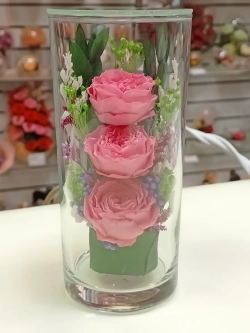 натуральные цветы в стекле, вакуум