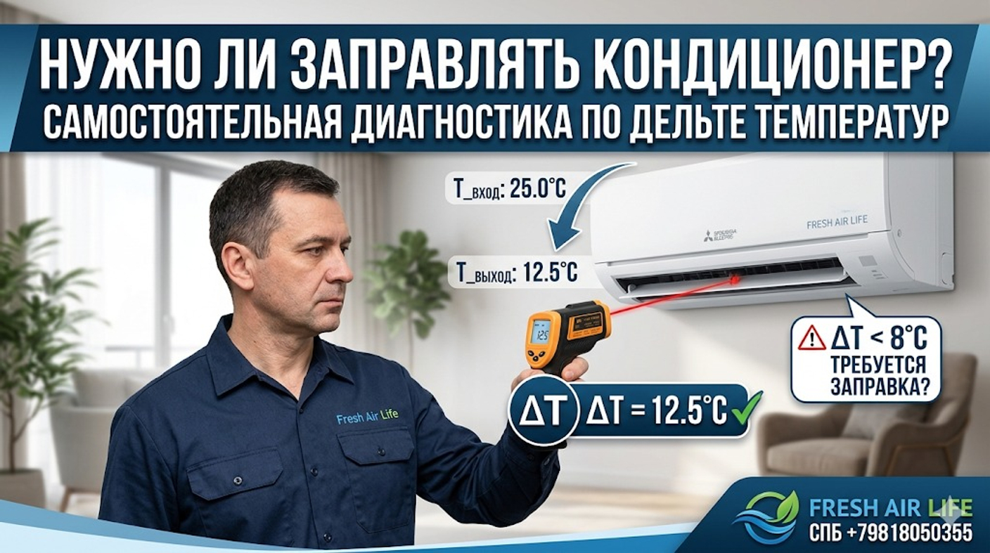 Как проверить заправку кондиционера самостоятельно: метод дельты температур