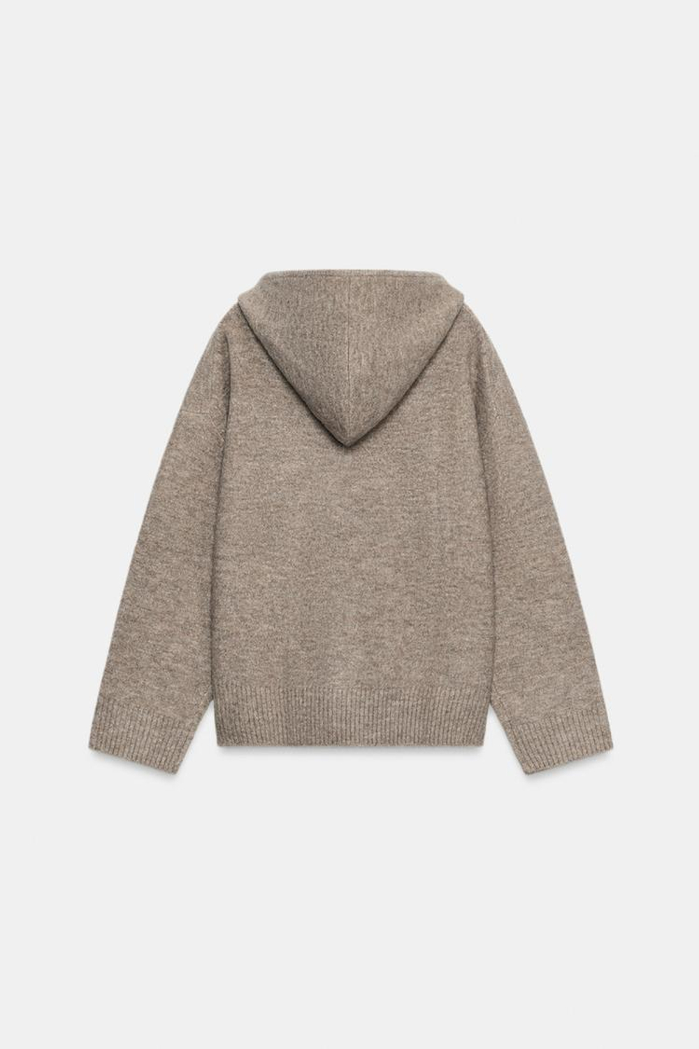 ZARA СВИТЕР ОВЕРСАЙЗ С КАПЮШОНОМ, СВЕТЛЫЙ СЕРО-КОРИЧНЕВЫЙ