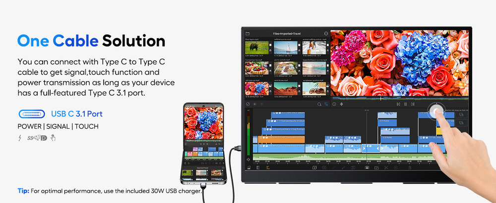 18" Портативный сенсорный монитор с встроенной подставкой Ugame B118 Touch WQXGA IPS 2560х1600, 144 Гц