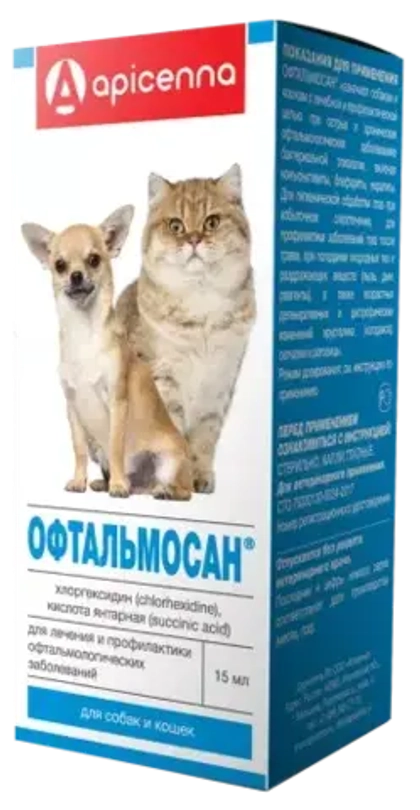 ОФТАЛЬМОСАН Капли глазные для собак и кошек, 15 мл
