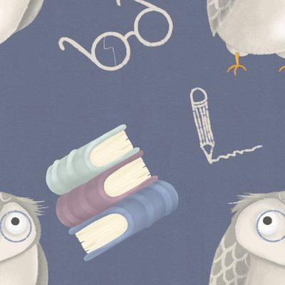 Сова, школа, учебники, книги, очки от DatsenCreate