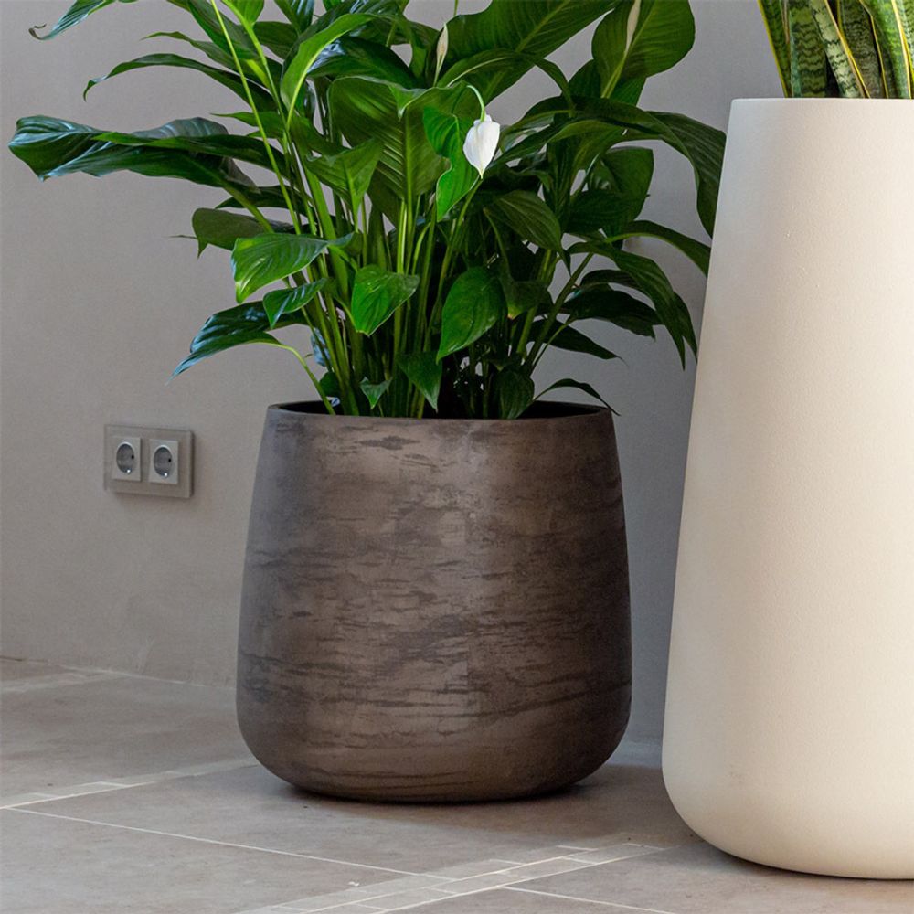 Кашпо OVAL CONCRETE GREY DARK D41 H82