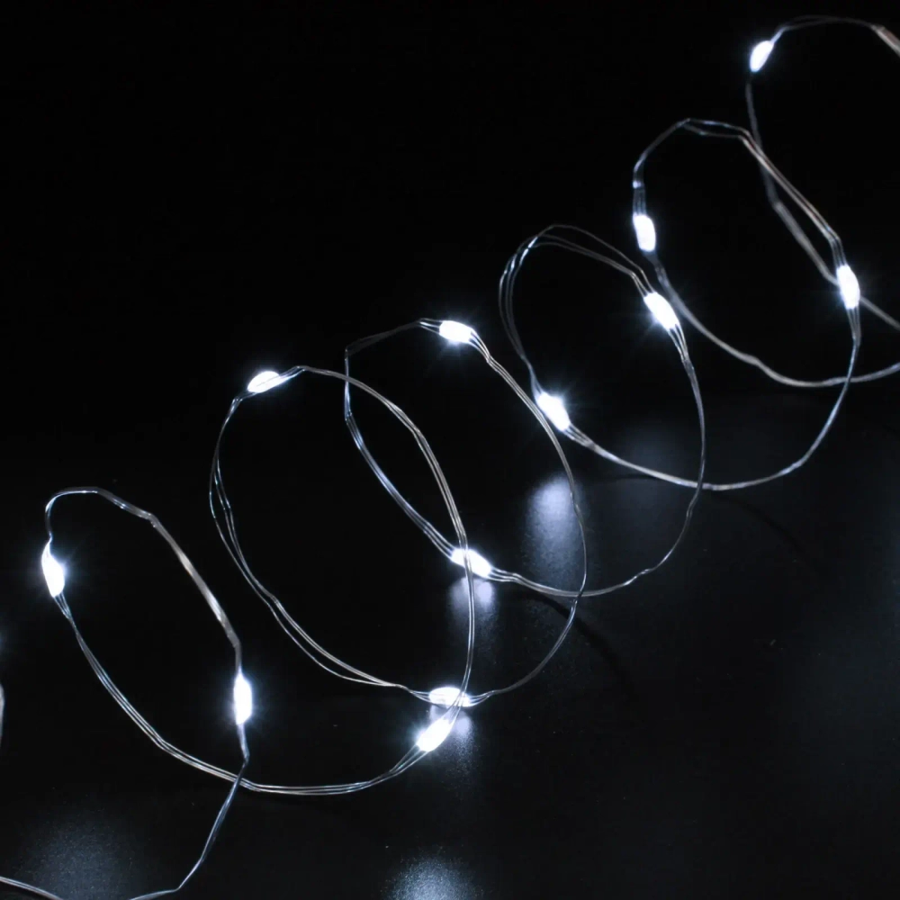 Гирлянда для дома НИТЬ «Роса» 10 м 100 ламп LED, 8 реж,IP-20, Белый