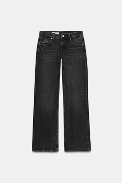 ZARA ДЖИНСЫ TRF WIDE-LEG С НИЗКОЙ ПОСАДКОЙ, ЧЕРНЫЙ
