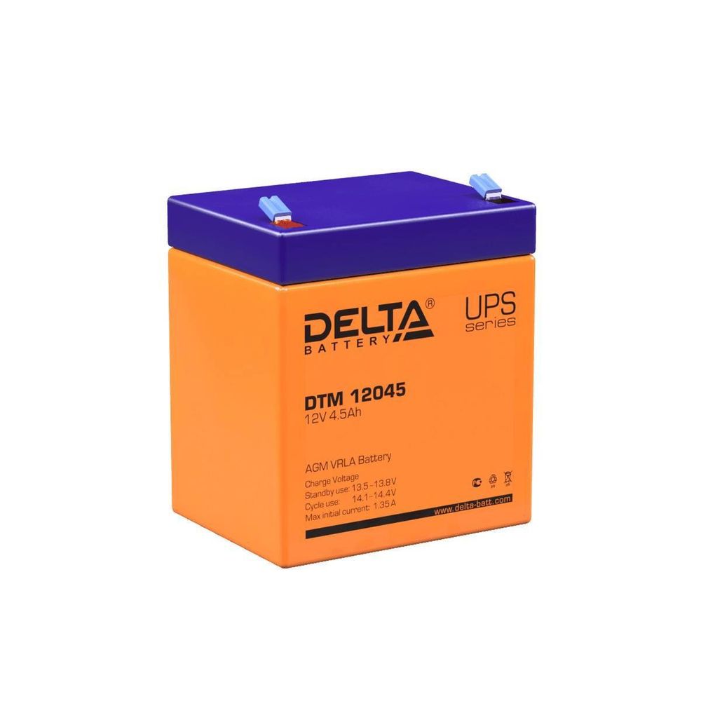 Аккумуляторная батарея Delta DTM 12045 напряжение 12В, емкость 4,5Ач (90x70x107mm) Аккумуляторная батарея Delta DTM 12045 напряжение 12В, емкость 4,5Ач (90x70x107mm)