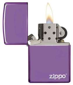 Зажигалка Zippo L с покрытием Abyss, латунь/сталь, сиреневая с фирменным логотипом