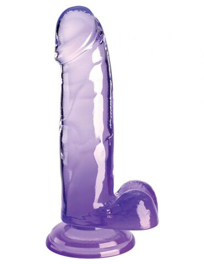 Фиолетовый фаллоимитатор с мошонкой на присоске 7’’ Cock with Balls - 20,3 см. (Цвет: фиолетовый)