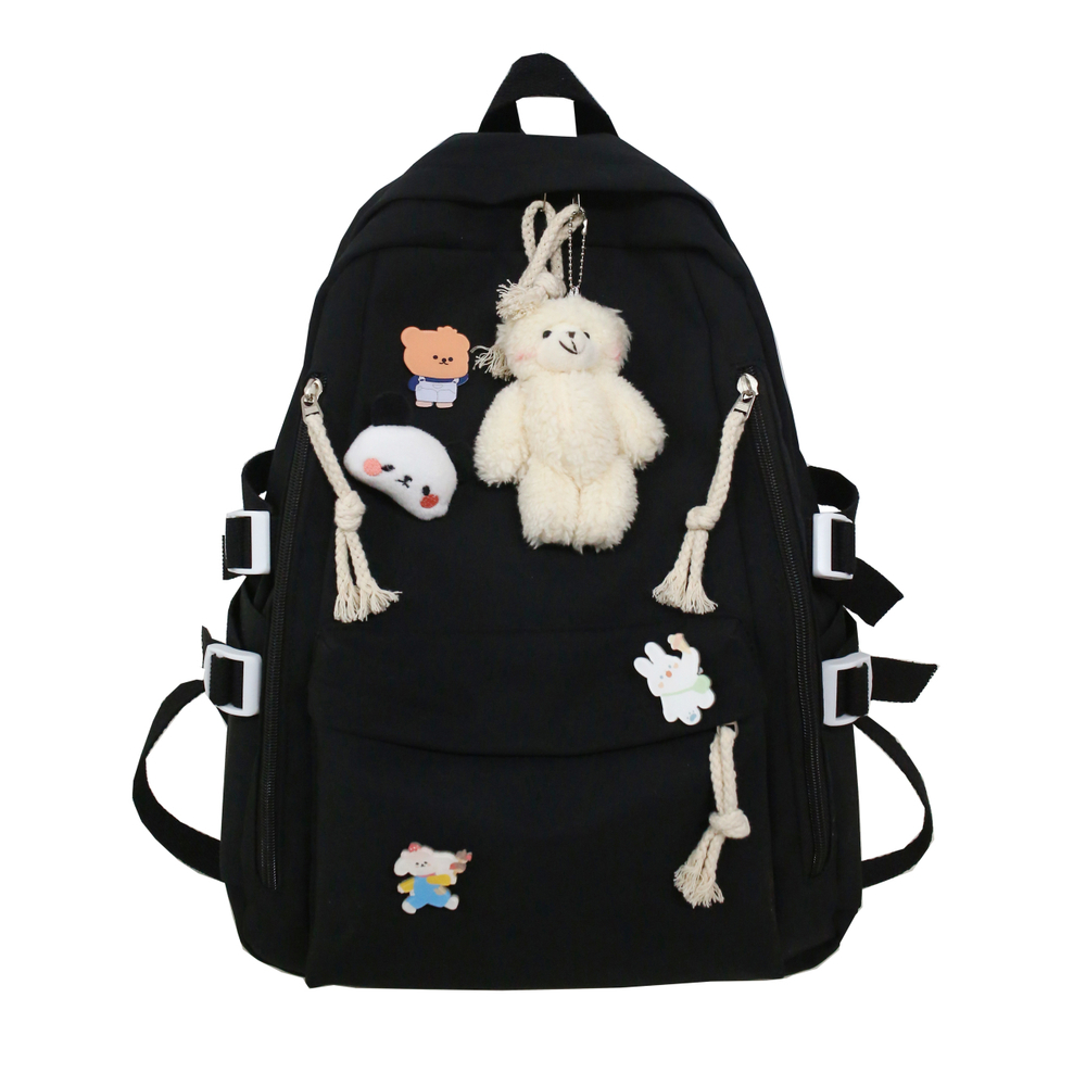FAMAN Nylon Backpack Women"s Black/White/Pink/Blue/Green