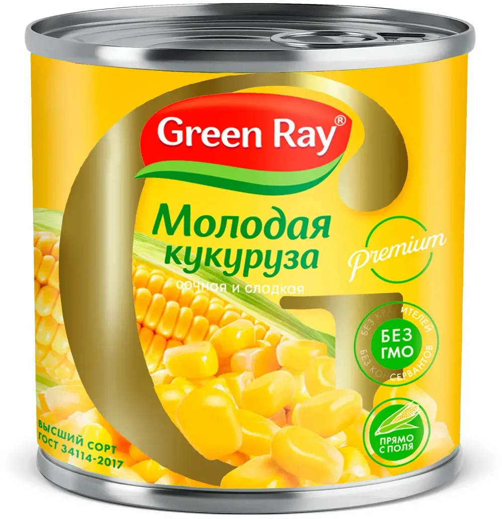 Кукуруза Грин Рэй сладкая с ключом (Premium) ж/б 425мл