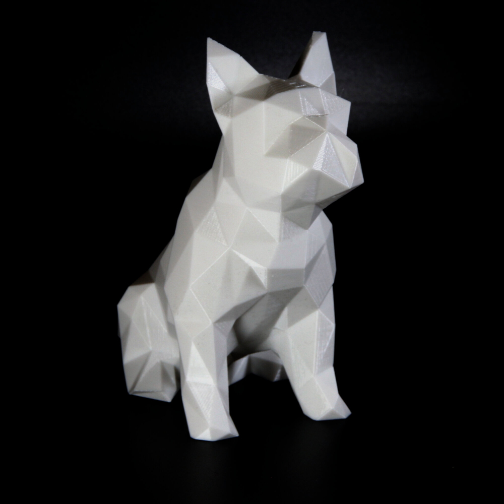Фигурка БУЛЬДОГ, низкополигональная, дизайнерская. Low Poly Bulldog 19 см., белая