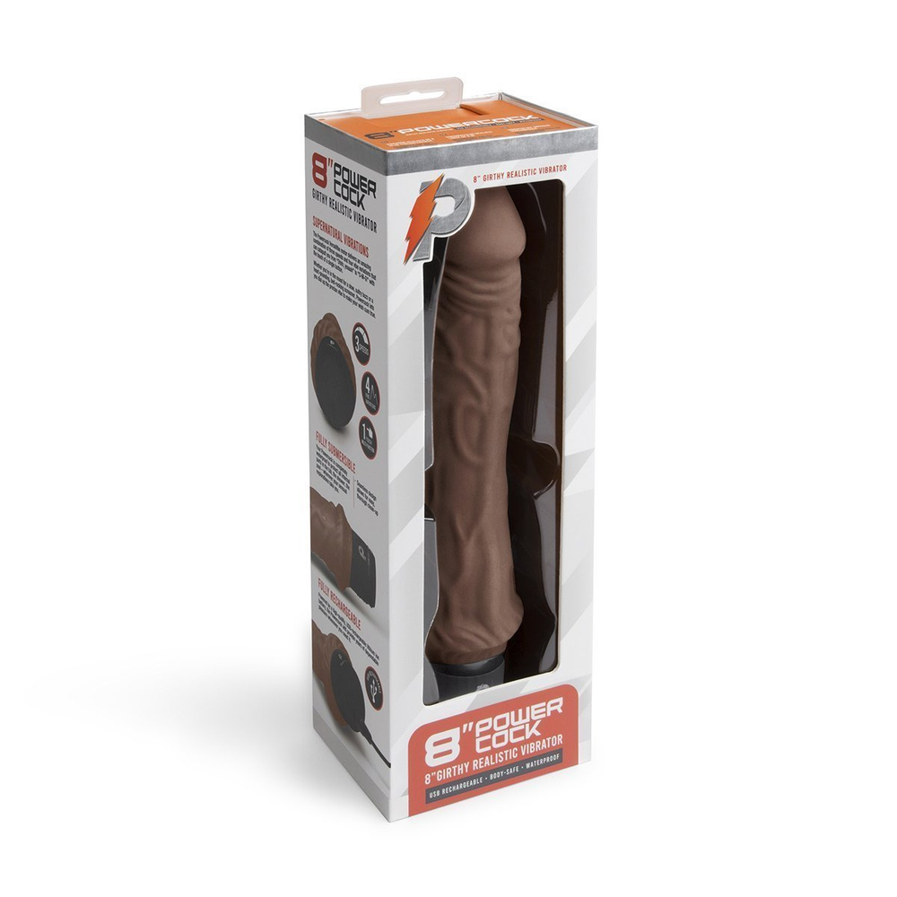 Классический массажер 8" Girthy Realistic Vibrator шоколад