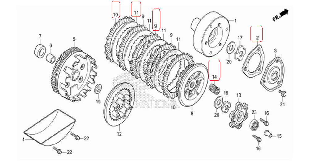 Clutch set MSX. Honda MSX125/GROM. OEM 2013-2014-2015-2016