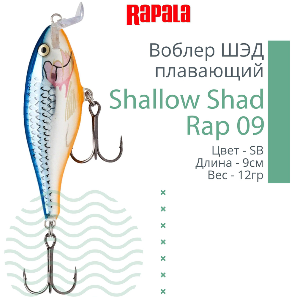 Воблер RAPALA Shallow Shad Rap 09, 9см, 12гр, цвет HT