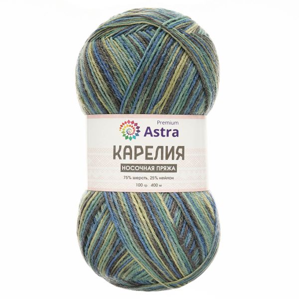 Пряжа Astra Premium (Астра Премиум) Карелия носочная (Karelia sock) / уп.2 мот. по 100 г, 400 м, 1004
