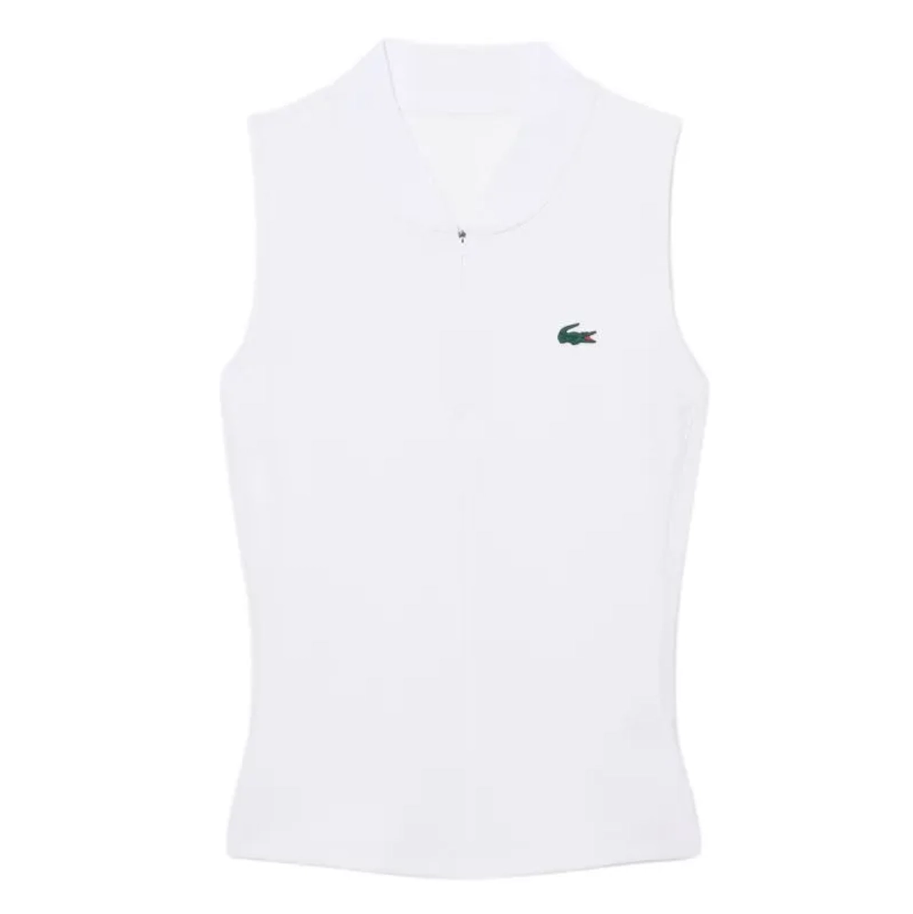 Женское теннисное поло Lacoste Sleeveless Stretch Dual Fabric Tennis - white