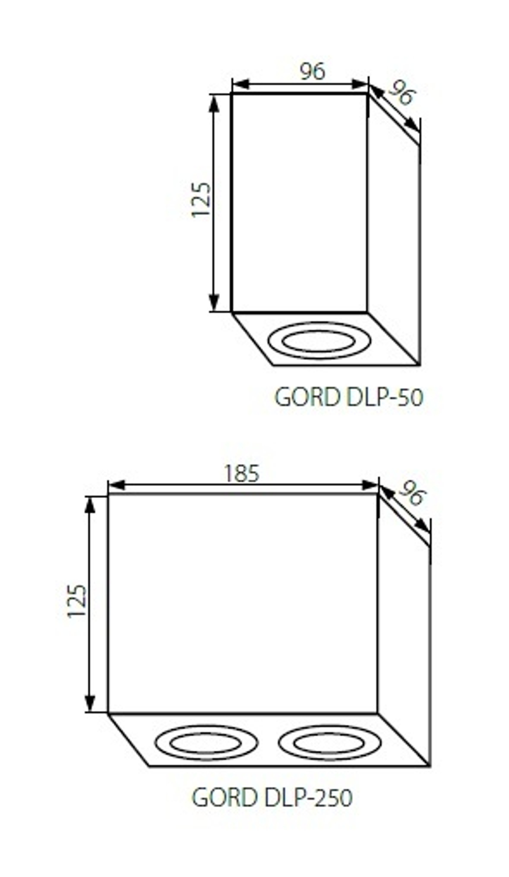 Накладной квадратный светильник KANLUX GORD DLP 50-B GU10