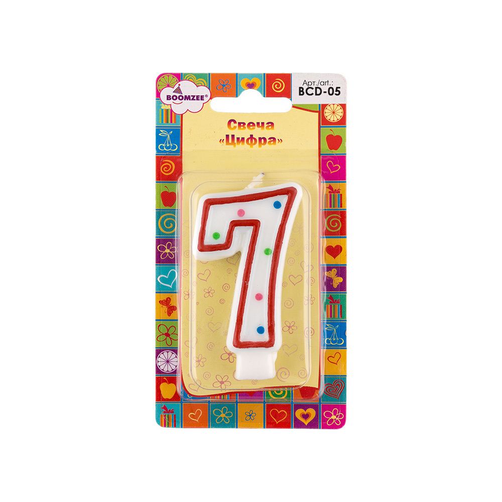 Свеча для торта Цифра 7, 20.25 г, 12 шт, Boomzee BCD-05 Свеча для торта Цифра 7, 20.25 г, 12 шт, Boomzee BCD-05