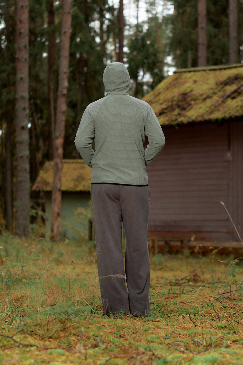 Худи Called a Garment Grid-Tex Hoodie "Olive Grey"