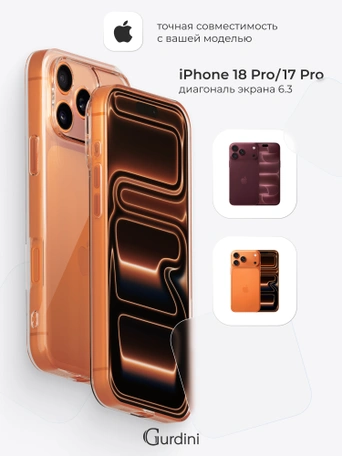 Чехол накладка iPhone 17 Pro / 18 Pro 6.3" Gurdini силикон Ultra Twin 1 mm c защитой камеры прозрачный