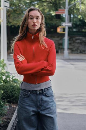 ZARA ТОЛСТОВКА С НАШИВКОЙ НА СПИНЕ, КРАСНЫЙ
