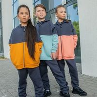 Толстовка Колор блок "Графит/Бриз" подростковая утепленная
