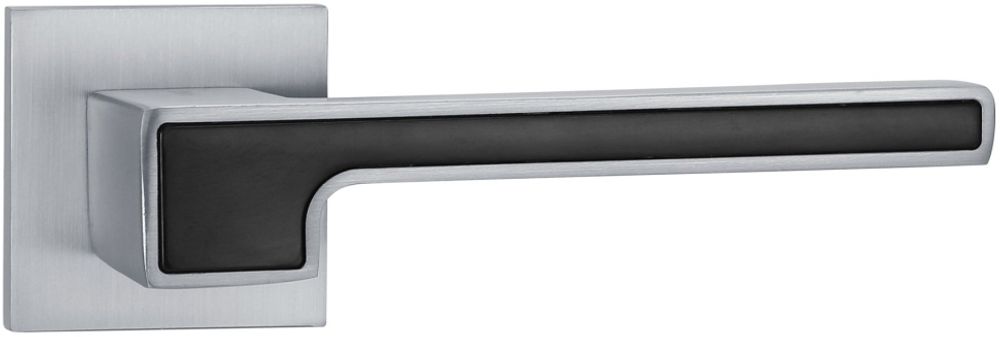 Ручки дверные алюминиевые V91L-2/BL SL (матовый хром/черный)