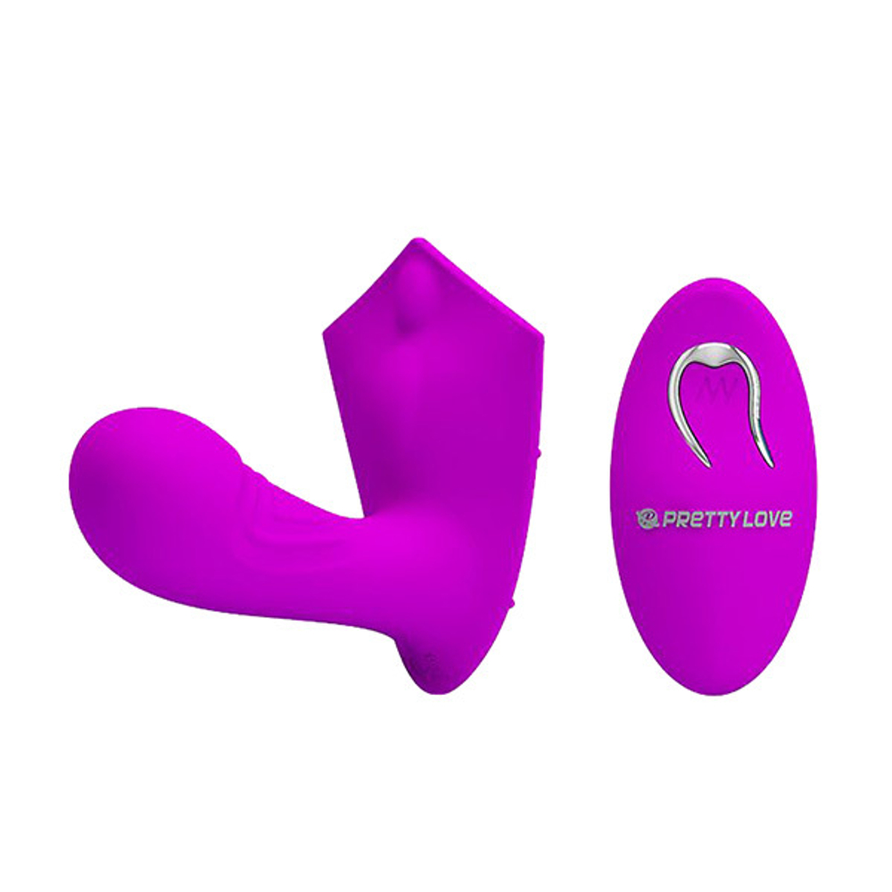 Лиловый вибромассажёр с пультом ДУ Baile Pretty Love Willie BI-014583W