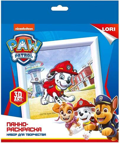 3D Art Панно-раскраска 20*20см Щенячий патруль новогодняя "Маршалл" (Lori)