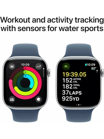 Умные часы Apple Watch S10 46 мм, Silver Aluminium, Denim Sport Band - M/L